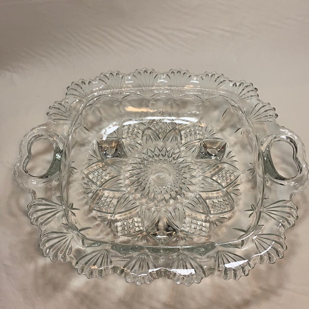 Pasari Vintage Crystal Cut Glass Square Candy Dish